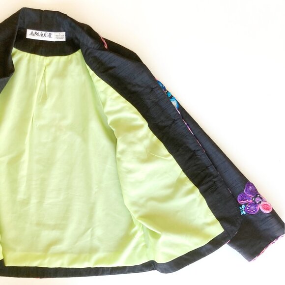 Anage Silk Jacket with Floral Embellishments - Picture 6 of 9